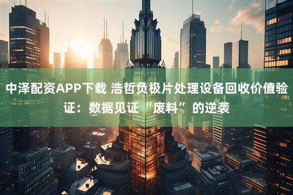 中泽配资APP下载 浩哲负极片处理设备回收价值验证：数据见证 “废料” 的逆袭
