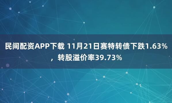 民间配资APP下载 11月21日赛特转债下跌1.63%，转股溢价率39.73%