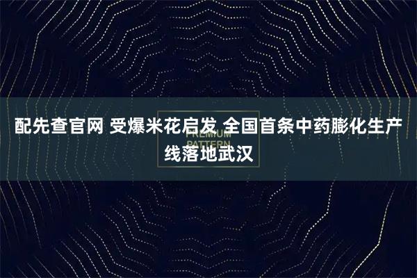 配先查官网 受爆米花启发 全国首条中药膨化生产线落地武汉